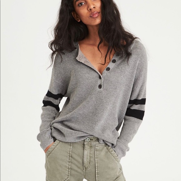 american eagle henley sweatshirt